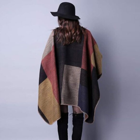 Ilishop Reversible Oversized Poncho Shawl Cardigan - Picture 5 of 10